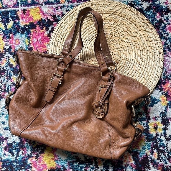 Michael Kors Leather Double Handle Zip Top Purse - Picture 1 of 6